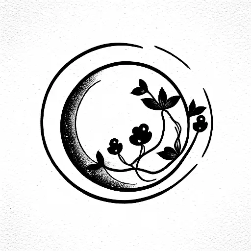 Minimalistic Moon With Flowers