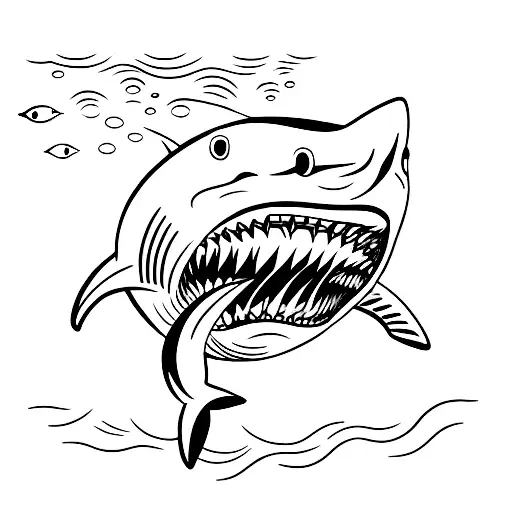 A Minimalist Tattoo Of A Shark Swimming Through A Film Reel