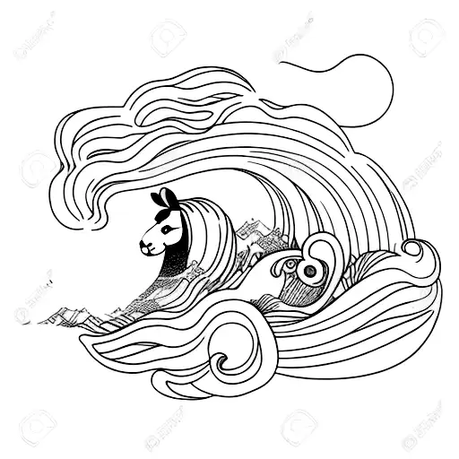 Alpaca In Beach Wave