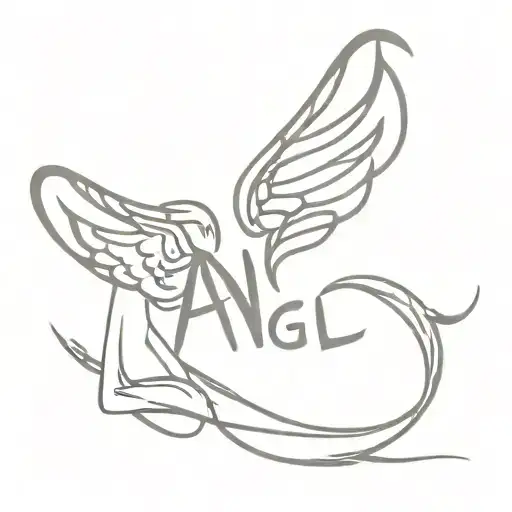 The Word Angel Written With Devil Horns And Tail