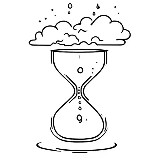 An Hour Glass Bottle With A Hole On Top Where Time Is Dropping In And Out Of It From A Cloud