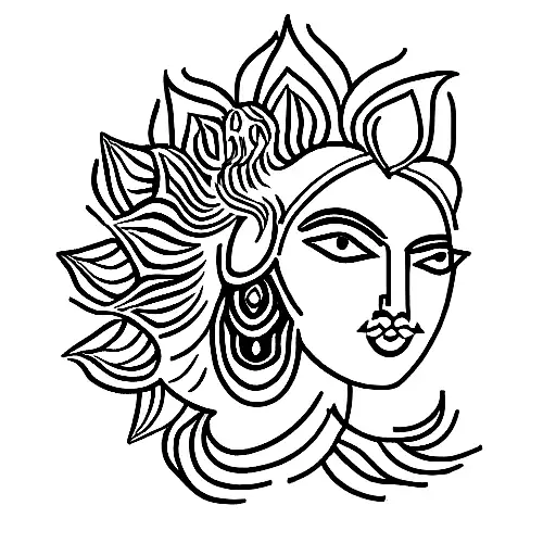 Durga Goddess With And Lotus Lion