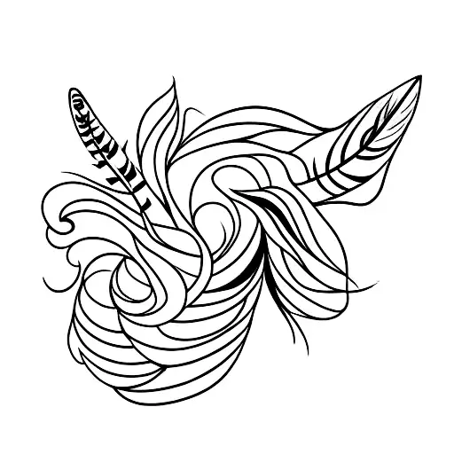 Feather With Stem Turning Into Horse Profile