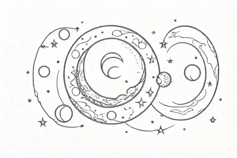 A Minimalist Tattoo Of A Delicate Moon Surrounded By Various Phases Of The Moon