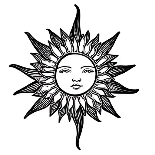 Dainty Fine Line Sun With 6 Rays