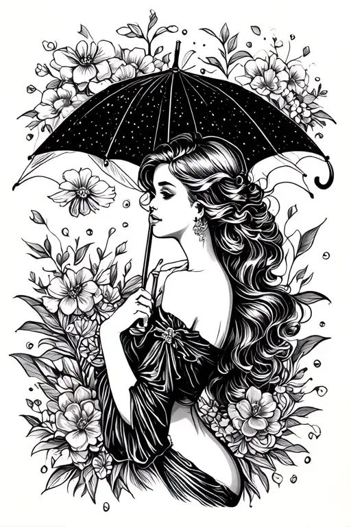 Pin Up Girl Holding Umbrella