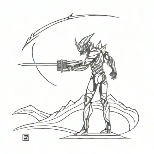 A Minimalist Representation Of A Soundwave With A Hidden Katana Silhouette