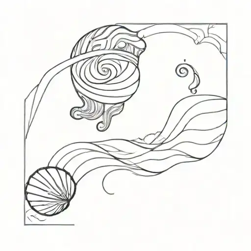 Beach Waves And Seashells Incorporated To Symbolize