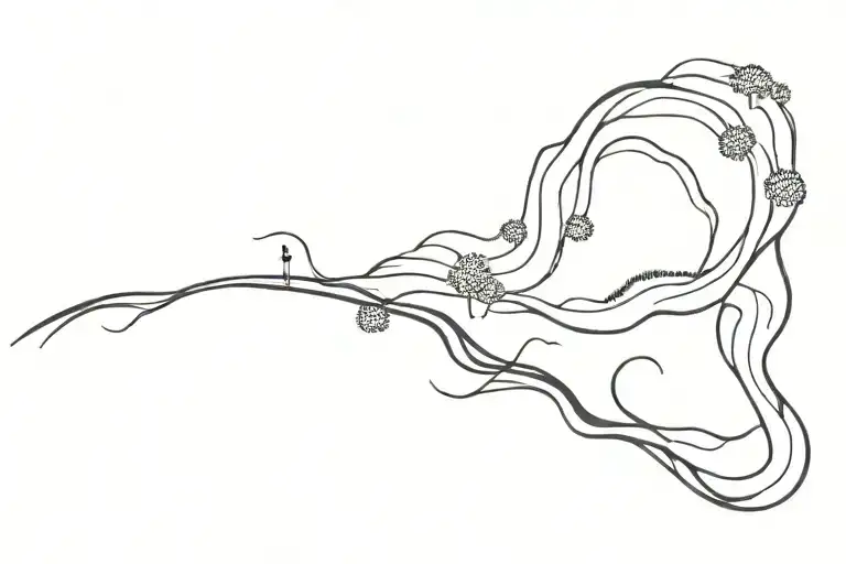 A Minimalist Tattoo Of A Winding Road Symbolizing The Journey Of Life