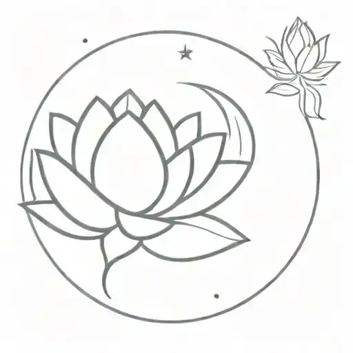 Moon And Lotus Flower