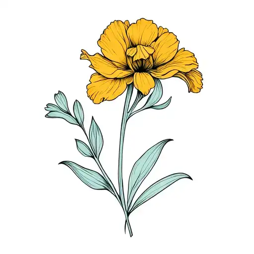 Iris Flower Straight Vine And Turns To Marigold Flower