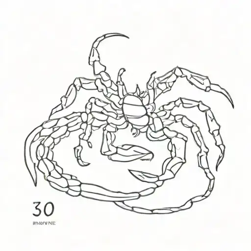 Scorpio And Number 30 Small Minimalistic Sketches