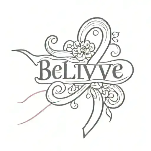 Breast Cancer Sign With The Words Belive And Faith