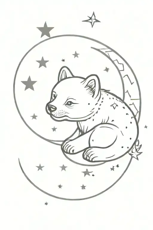 Moon And Stars Baby Cub Surrounded