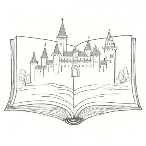 Open Book With A Castle On One Page