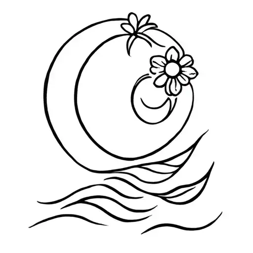 A Wave With A Lis Flower And A Sun I Want The Sun To Represent The O Of My First Name