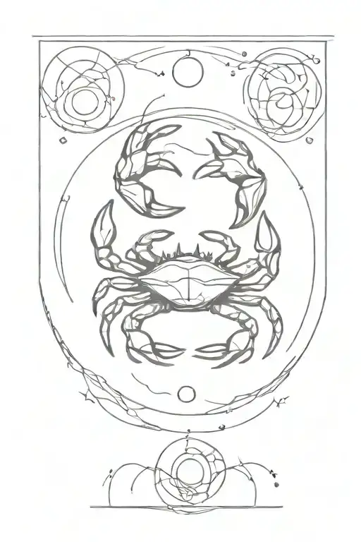 Crab With Phases Of Moon Surrounded