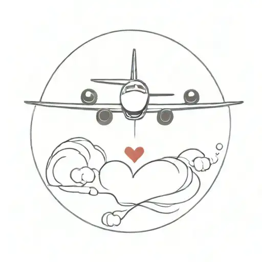 Flying Airplane With A Heart Surrounded