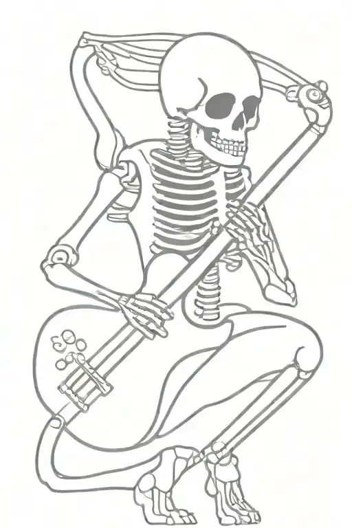 Skeleton With Helmet On Playing Gutar