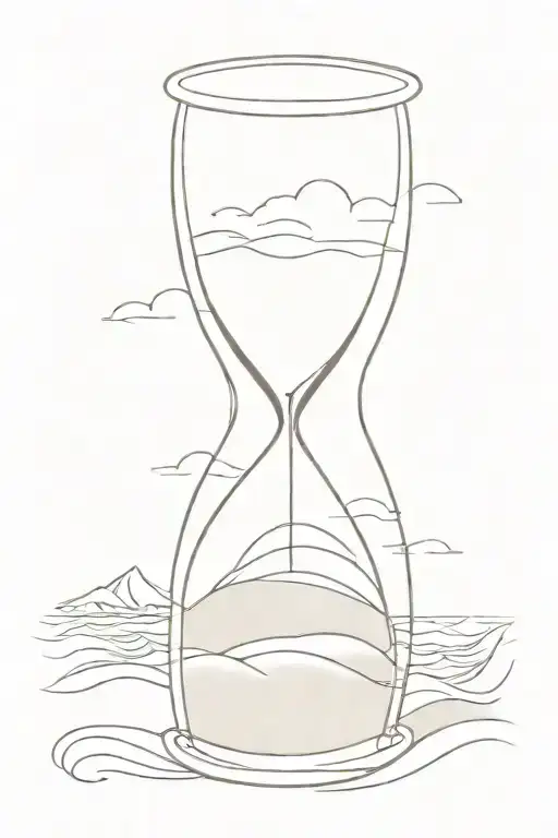 Beach With Waves In A Sand Hourglass Filled