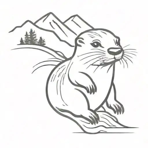 Baby Otter Going On An Adventure In The Mountains