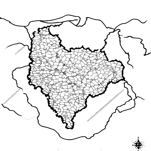 A Minimalist Tattoo Of The Map Of Nagorno-karabakh With A Vibrant Sunset Sky As The Background