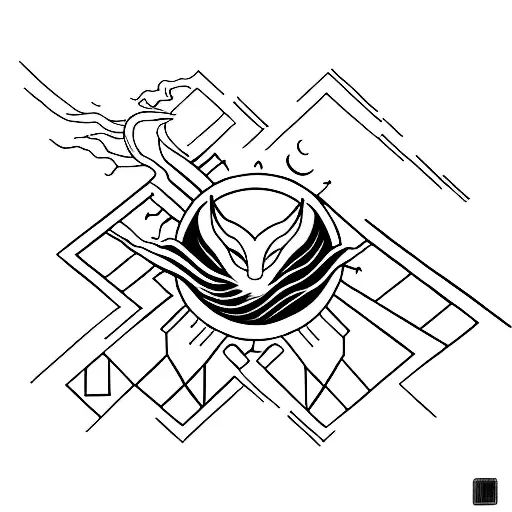 A Minimalist Tattoo Of A Soundwave Incorporating A Cat Silhouette