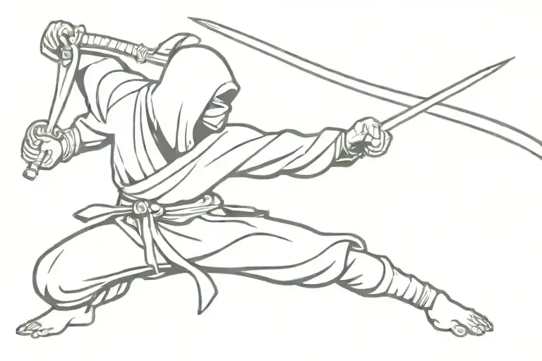 Ninja Striking With Katana Sword