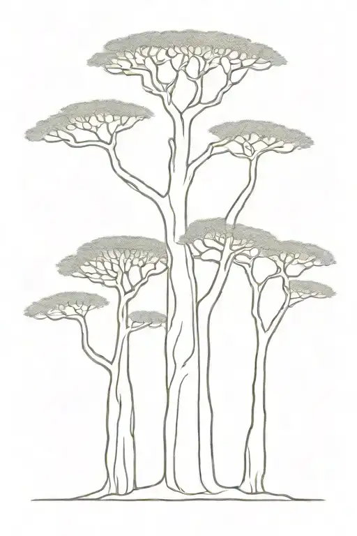 Oneline Tattoo Of 3 Baobab Tree
