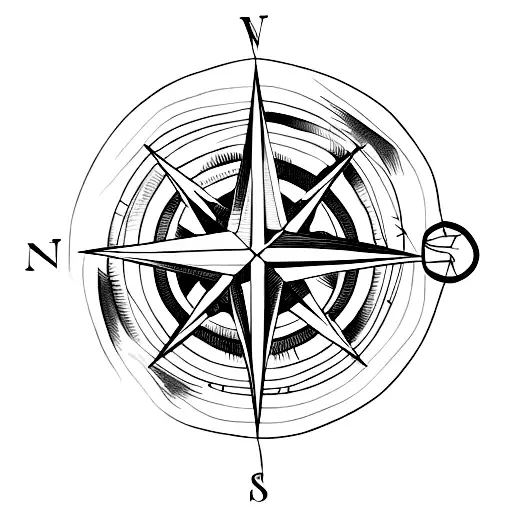 Compass Intertwined With Climbing Ropes And Carabiners