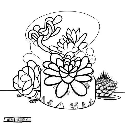 A Cartoon Character Holding A Pencil And Drawing A Picture Of A Blooming Cactus