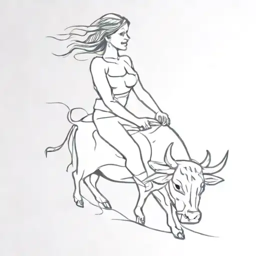 Woman Riding A Cow