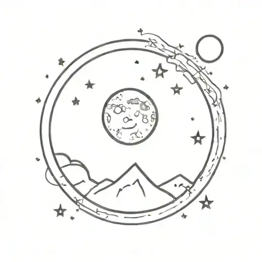 Moon Surrounded By Stars