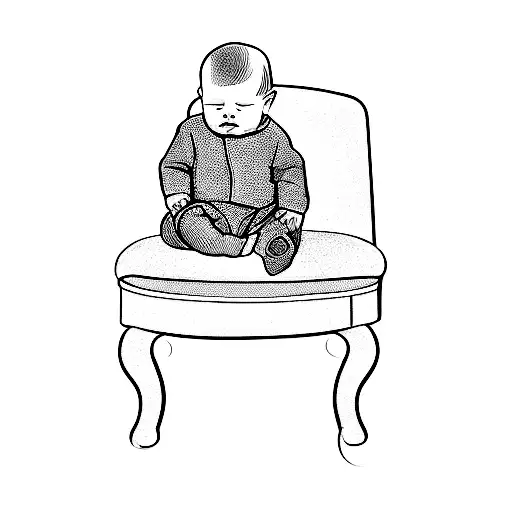 A Baby Sitting On A Red Chair