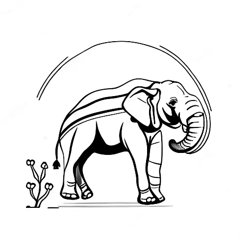 A Minimalist Tattoo Of An Elephant Walking On The Beach