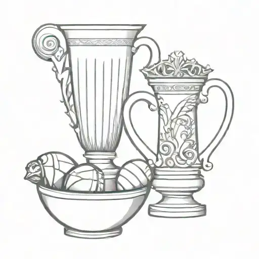 Roman Vase With Colosseum Inside The Vase A Rugby Ball To The Side A Hawk And A Crown