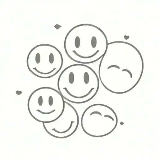 Sad And Happy Smiley Faces Surrounded In A Circle