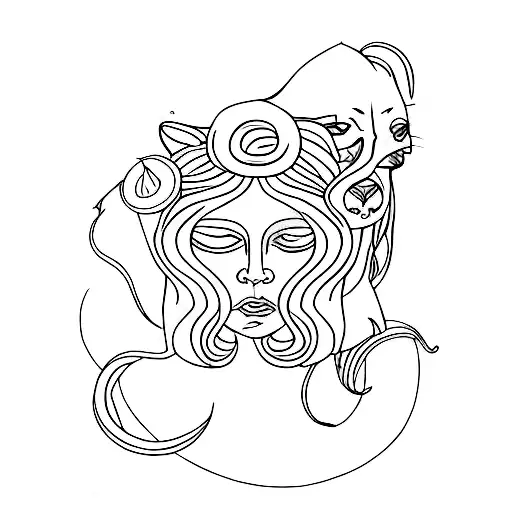 Medusa Surrounded By Cats