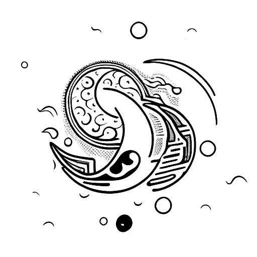 Crescent Moon With Dot In The Center