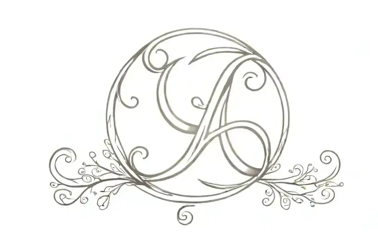 Ampersand Symbol With Element Representing Family Tree