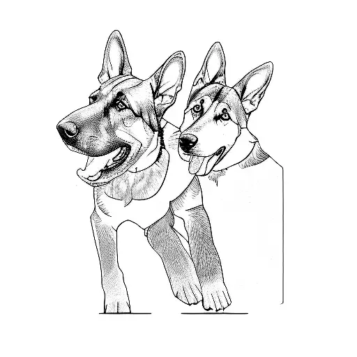 Two German Shepherd Dogs