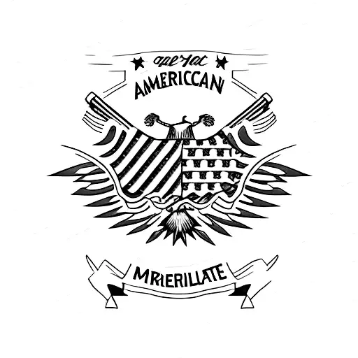 American Flag With Outdoor Scene