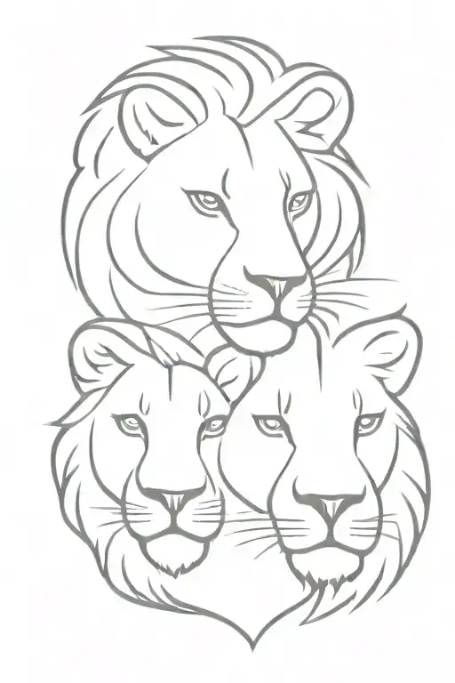 Twin Female Lions Head