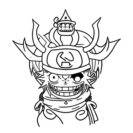 A Minimalist Tattoo Of A Rally Car With The Characters From One Piece And Naruto Racing On Top