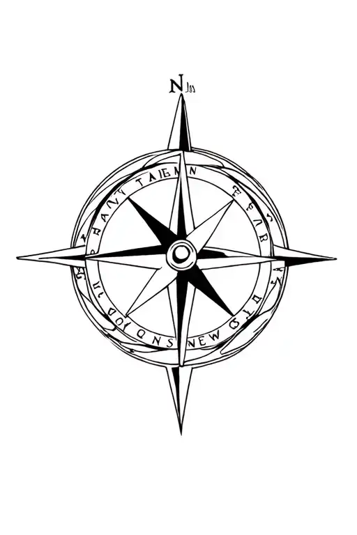 Compass Intertwined With The Four Elements