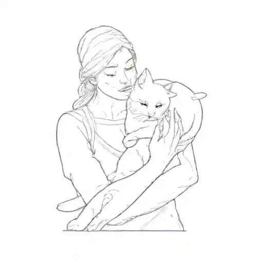 A Woman Holding A White Cat