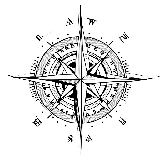 A Compass Rose With A Vibrant Sunset Sky As The Background