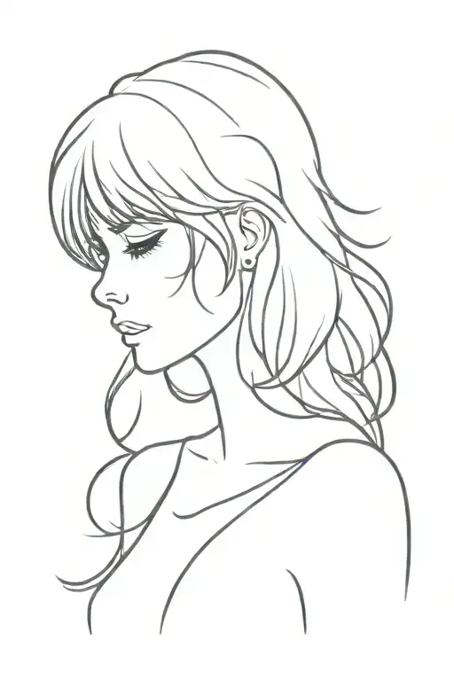 Emo Girl Silhouette With Flowing