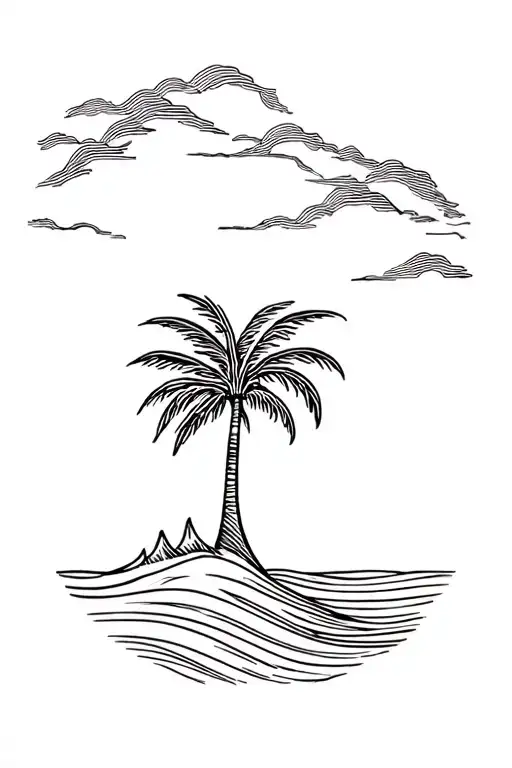 Palm Tree And Wave Inside