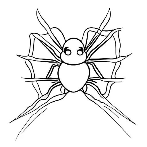 A Minimalist Tattoo Of A Spider Sitting On A Crescent Moon